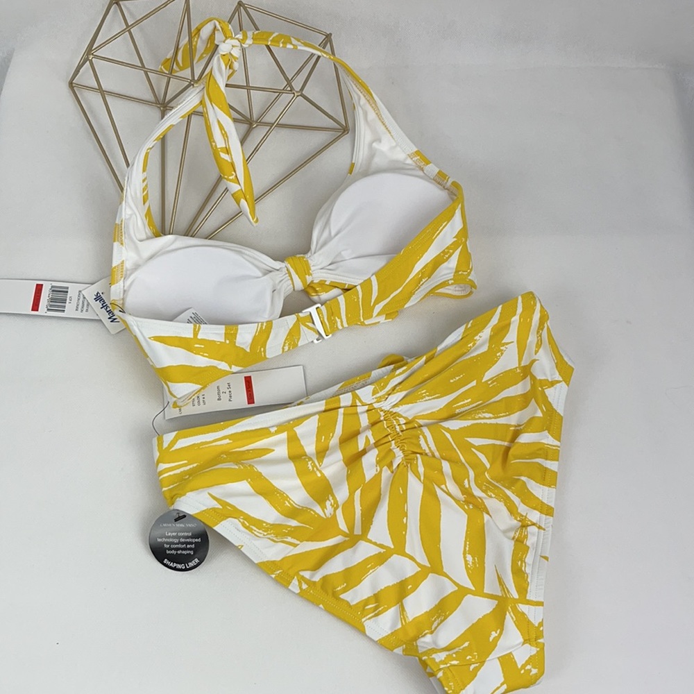 Carmen Marc Valvo Yellow Tropical Print Swimsuit - Picture 10 of 12